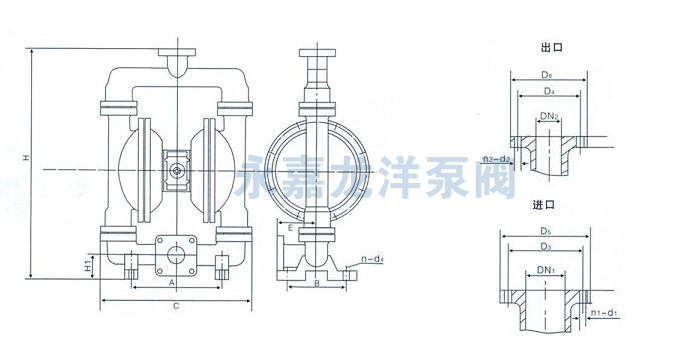 QBY襯氟氣動隔膜泵安裝圖 QBY襯氟氣動隔膜泵安裝圖