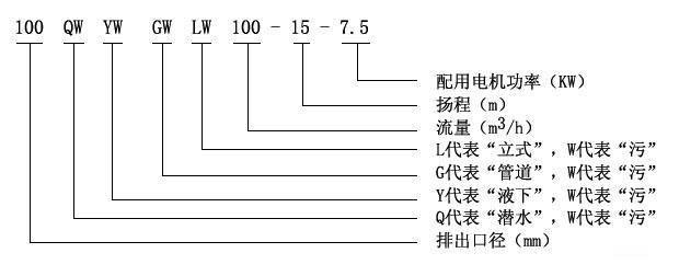 WQ固定式無(wú)堵塞排污泵型號(hào)意義